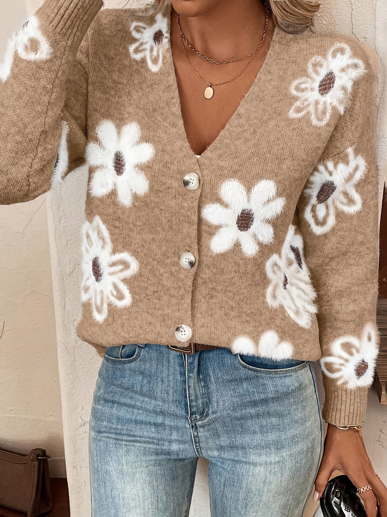 Daisy | Gebreide Cardigan met Bloemmotief